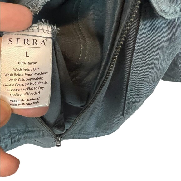 Serra Rayon Spring Hooded Cargo Jacket  Size L  Full Zip Gray  Travel  Outdoor - Picture 6 of 7